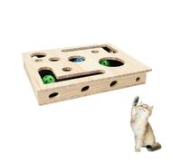 Cat Scratch Puzzle Enrichment Box, Cat Puzzle Feeder Box 3 Jingle Balls Sandpaper Inside, Interactive Toy for Indoor Cats, Scratch & Mental Stimulation, Fun Hunting Game for Cats (A)
