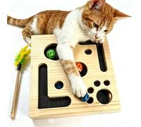 Cat Scratch Puzzle Enrichment Box, Clawsaver Box for Cats, Interactiv Nail File Scratcher with Sandpaper