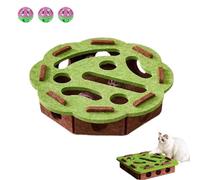 Cat Scratch Puzzle Enrichment Box, Felt Maze Toy for Indoor Cats, Interactive Cat Scratcher with Nail File, Self-Play Cat Toy with Bell Balls, Stimulates Hunting Instincts (Green,Round)
