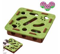 Cat Scratch Puzzle Enrichment Box,Interactive Cat Puzzle Toy,Felt Maze Game Box for Indoor,Mental Stimulation Boxs with 3 Balls,Kitten Scratching Training Enrichment Exercise Hunting Play(A)