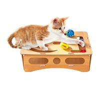 Cat Scratched - Wooden Puzzle | Cat nail file scratcher with balls, Interactive nail trim enrichment box for indoor furniture protection, Natural wood board with 6 bell balls for couch, 1-Pack
