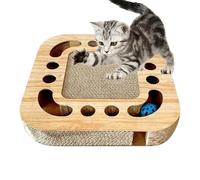 Cat Scratcher, Horizontal Scratcher with Interactive Ball Track Toy, Scratch Board for Floor Kittens and Adult Cats, Cardboard Lounge Pad Indoor Play, Claw Sharpening, Protecting Furniture