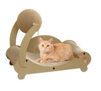 Cat Scratcher Lounge, Multipurpose Claw Grinding Sofa, Built-in Ball Toy, Furniture Protector and Exercise Tool for Pet Activity, Bored Indoor Cats, Home, 18.9x7.87x17.32 inches