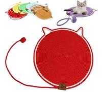 Cat Scratcher, Round Cat Scratch Pad, Cat Play Mat Interactive, Cat Scratching Pad with Ball, Hangable Cat Bed Mat Wall Furniture Protector, Dual Scratching Pads for Indoor Cats Dogs (Red,Large)
