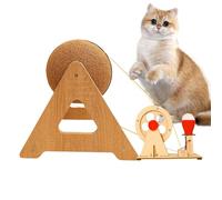 Cat Scratching Ball - 15.75x7.48x10.63 in Cat Scratcher with Ball | Kitten Scratch Board | Hand Cranked LED Light Built-in Interactive Kitten Toy for Boredom Play Training Indoor Living Room Patio