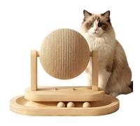 Cat Scratching Ball, Kitten Interactive Toy, 24x13x18cm Durable Wood and Sisal Material, Pet Activity Tool with Ball Track, Scratching Post for Apartments and Shelters