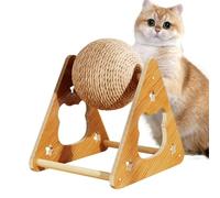 Cat Scratching Ball, Sisal Ball Scratcher, Wood Frame Exercise Wheel, Nail Filing Kitten Toy, 11.02x9.84x6.69 inches Indoor Climbing Play Equipment for Puppies Rabbits Apartments