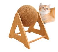 Cat Scratching Ball, Toy Scratcher, 19x15x20cm/7.48x5.91x7.87 inches 380g, Wear-Resistant, Interactive Play Design, Medium Size Beige, for Kittens Bunnies Chinchillas Wood + Rope