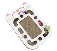 Cat Scratching Board - 17 inch Cardboard Scratcher Pad | Corrugated Paper Play Toy - Interactive Scratcher with Teaser Ball Protects Encourages Exercise & Play Keeps Kittens & Cats Entertained