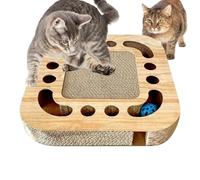 Cat Scratching Board, Cardboard Scratcher, Interactive Pet Scratch Toy with Double Bell Ball Track Durable Scratch Bell Balls for Indoor Play Protecting Furniture Floor Guard for Kittens and Cats