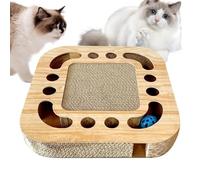 Cat Scratching Board, Cardboard Scratcher Toy with Bell Ball Track, Interactive Pet Furniture Protector, Perfect for Indoor Cats, Claw Grinding Pad Floor Use and Play 33x33x5.5cm Brown