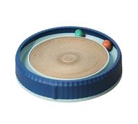 Cat Scratching Board, Round Cardboard, with 2 Toy Balls, Non-Slip Base, Interactive Pet Enrichment for Active Play, Kitten Training, and Rest, for Indoor and Outdoor Cats