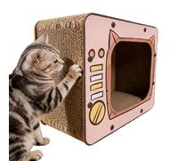 Cat Scratching House, TV Shape Non-Slip Climbing, Cardboard Cat Scratcher with Durable Material, Interactive Pet Bed, Scratch Furniture Protector with Fun Design, Playhouse for Kittens Small Animals