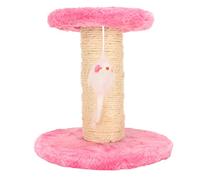 Cat Scratching Post 2 in 1 | Interactive Sisal Rope & Soft Plush | 2 - Layer Scratching Tree for Indoor Cats/Kittens | High Stability Base with Spring Ball Toy (Pink)