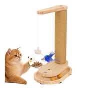 Cat Scratching Post - Sisal Wood | Interactive Sisal Rope Toys | Cat Scratcher Tree Tower For Small Large Kittens All Breeds Furniture Wall Carpet Couch Play Enrichment Climbing