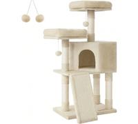 Cat Scratching Post Tower 115 cm Beige Small space, great joy: To please your cat when you live in a small space? This is possible with this 50 x 35 cm tree. It does not take up much floor space but o