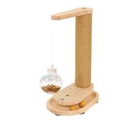 Cat Scratching Post - Wood Sisal | Interactive Sisal Rope Toys | Cat Scratcher Tree Tower for Small Large Kittens All Breeds Furniture Wall Carpet Couch Play Enrichment Climbing