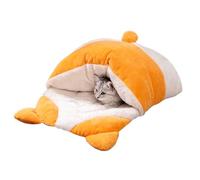 Cat Seconte de lit, lit de chien avec cave à couvercle,Lits pour animaux de compagnie pour chats | Réchauffement de la maison en peluche moelleuse Maison non glissante pour chiot chaton climats froids