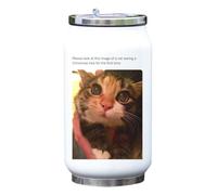 Cat sees Christmas Lights for The First Time Bouteille isotherme isotherme pour boisson Blanc