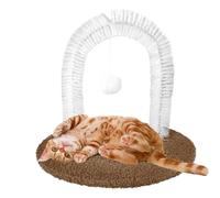Cat Self Scratcher, Self-Grooming Massager, Shedding Hair Remover Brush with Scratch Pad, 13.78x9.84x12.99in, Non-Slip Massage Toy for Furniture Protection, Indoor Grooming Use