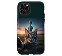 Cat Selfie with Alien on The Back Funny for Kids Teens Adult Coque pour iPhone 11 Pro