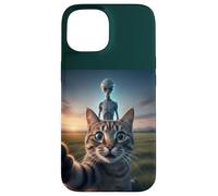 Cat Selfie with Alien on The Back Funny for Kids Teens Adult Coque pour iPhone 15
