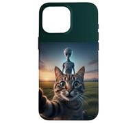 Cat Selfie with Alien on The Back Funny for Kids Teens Adult Coque pour iPhone 16 Pro Max