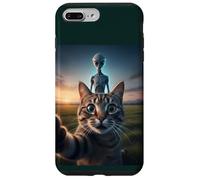 Cat Selfie with Alien on The Back Funny for Kids Teens Adult Coque pour iPhone 7 Plus/8 Plus