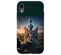 Cat Selfie with Alien on The Back Funny for Kids Teens Adult Coque pour iPhone XR