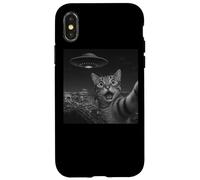 Cat Selfie With Alien UFO Shirt Las Vegas Cat UFO Invasion Coque pour iPhone X/XS