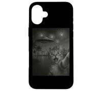 Cat Selfie With Alien UFO Shirt Miami Cat UFO Invasion Coque pour iPhone 16 Plus