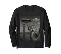 Cat Selfie With Alien UFO Shirt San Francisco UFO Invasion Manche Longue