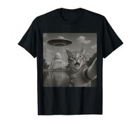 Cat Selfie With Alien UFO Shirt Washington Cat UFO Invasion T-Shirt