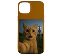 Cat Selfie with Alien with White Eyes Funny for Kids Adults Coque pour iPhone 15 Plus