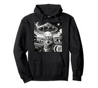 Cat Selfie with Aliens UFO Funny Cats Alien Abduction Sweat à Capuche