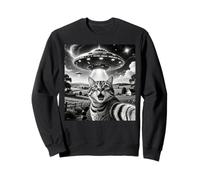 Cat Selfie with Aliens UFO Funny Cats Alien Abduction Sweatshirt