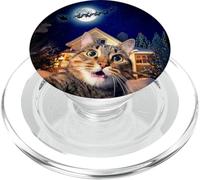 Cat Selfie with Santa, Reindeer, and Sleigh Funny Christmas PopSockets PopGrip pour MagSafe