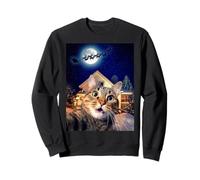 Cat Selfie with Santa, Reindeer, and Sleigh Funny Christmas Sweatshirt