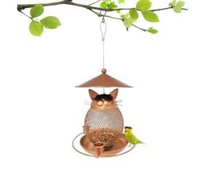Cat-Shaped Bird Feeder, Leak-Proof Bait Container, 7.87x8.66 inches Bird Feeder with Squirrel-Proof, Sparrow Food Feeders, Birds Feeders with Design, Outdoor Pet Accessory for Hummingbirds and Robins