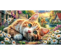 Cat-Shaped-Mountain-Landscape-at-Sunset Puzzle pour Adultes 1000 pièces Puzzle Jeu Stimulant pour décoration Murale et Cadeaux Idée Cadeau Parfaite Jeux éducatifs 70x50/1000 pièces