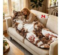Cat Shaped Plush Sleeping Bag for Adults,Soft Plush Cat Envelope Sleeping Bag,Washable Warm Blanket for Camping, Sleepovers, Home Lounging, Indoor Rest