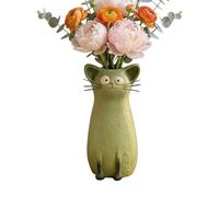 Cat Shaped Resin Vase - Decorative Animal Planter, Aesthetic Tabletop Ornament, Kitten Lovers Gift, Handcrafted Style | Durable Decor, Cute Vase for Dining Table Bedroom Office Balcony