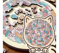 Cat Shaped Wooden Jigsaw,135-Piece Morandis-Colored Cat Shaped Wooden Jigsaw Puzzle,Unique Animal Shape Wood Puzzle Creative Puzzles Gifts for Cats Lovers, Home Decor (B)