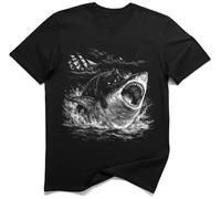 Cat Shark Attack Reversal Meme T-Shirt (L, Noir)