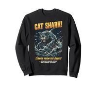 Cat Shark Terror from The Deeps Rétro Ocean Monster Horror Sweatshirt