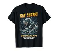 Cat Shark Terror from The Deeps Rétro Ocean Monster Horror T-Shirt Graphique avec Valeur