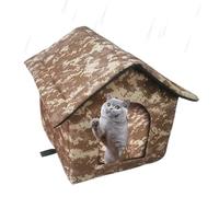 Cat Shelter - Oxford Cloth Outdoor Feral Cat House - 13.78 inches Weatherproof Warm Pets Shelter - Insulated Outside Feral House with Door - Insulated Cold Weather Cage for Strays and Ferals