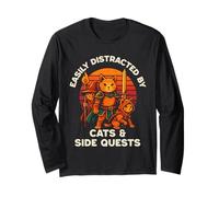 Cat Side Quest Funny Cats Gamer Nerd Hommes Femmes Enfants Manche Longue