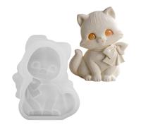 Cat Silicone Mold | 3D Cute Bow Tie Kitty Resin Soap Candle Casting Mold 7.3×2.5×9.3cm Food Grade Flexible DIY Craft Tool For Soy Wax Epoxy Chocolate Handmade Gift | Home Decor Art Making Hobby Use
