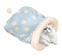 Cat Sleep Sack, Semi-Closed Cat Sack, Soft Plush Cat Hideaway, Cat Sack with Tail Ball, Comfortable Cat Bed Mat, Winter Cat Sleep Hideaway, Kitten Cushion Pad, Pet Supplies for Cats
